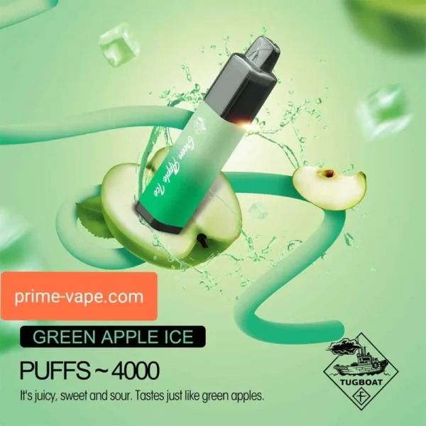 Tugboat Mega Green Apple Ice Disposable Vape 4000 Puffs