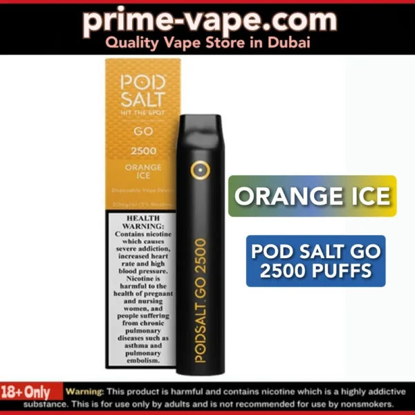 OFFER PRICE BUY DUBAI POD SALT GO Kit 2500 Puffs Orange ice UAE