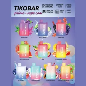 TIKOBAR 6000 Puffs All Flavors Disposable Vape Pod Device Kit