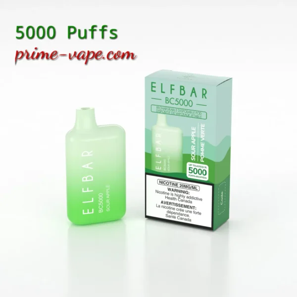 Elf Bar 20MG Disposable Vape 5000 Puffs Sour Apple- Best Flavor