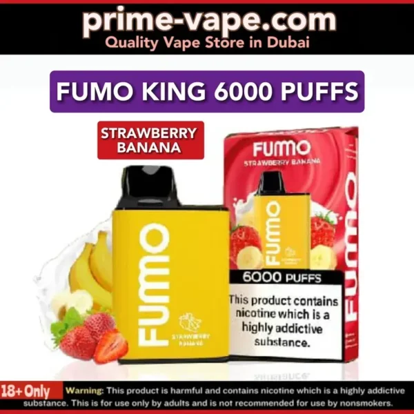Fumo King Strawberry Banana 6000 Puffs Disposable Vape- Dubai