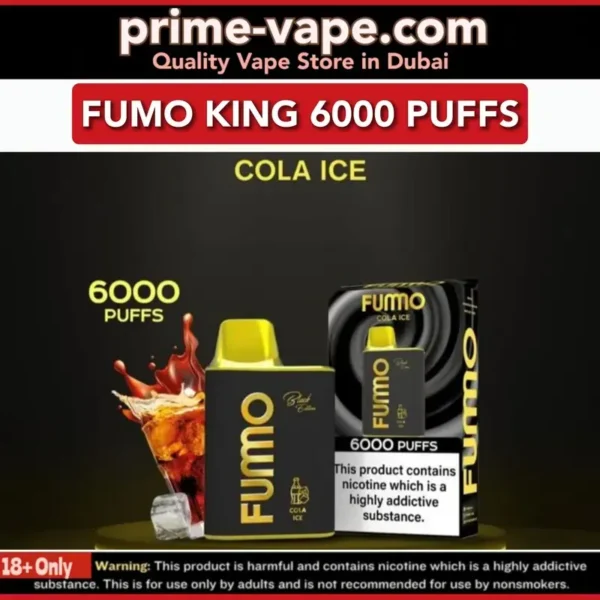 Fumo King Cola Ice 6000 Puffs disposable Vape Bar in Dubai UAE