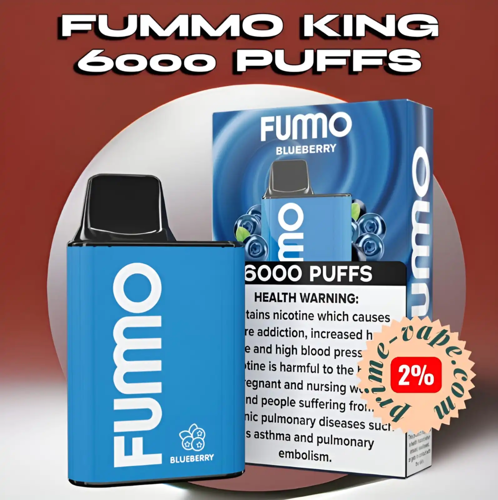 Fumo King Blueberry 6000 puffs disposable vape - Fummo Dubai
