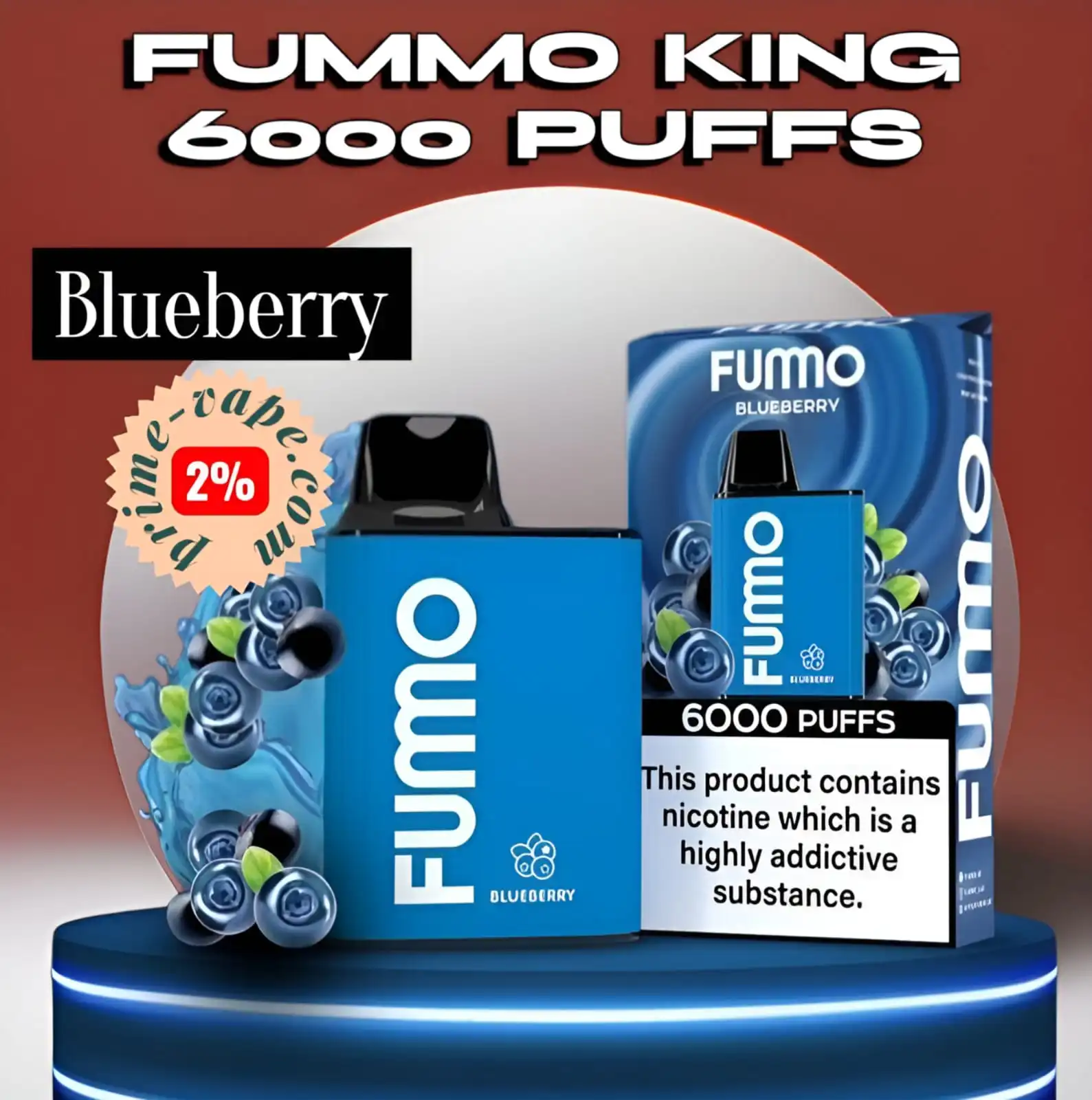 Fumo King Blueberry 6000 puffs disposable vape - Fummo Dubai