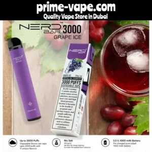Nerd Bar Grape Ice 3000 Puffs Disposable Pod | Prime Vape UAE