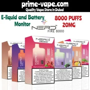 Nerd Fire 8000 Puffs Disposable Vape with Liquid & Battery Monitor