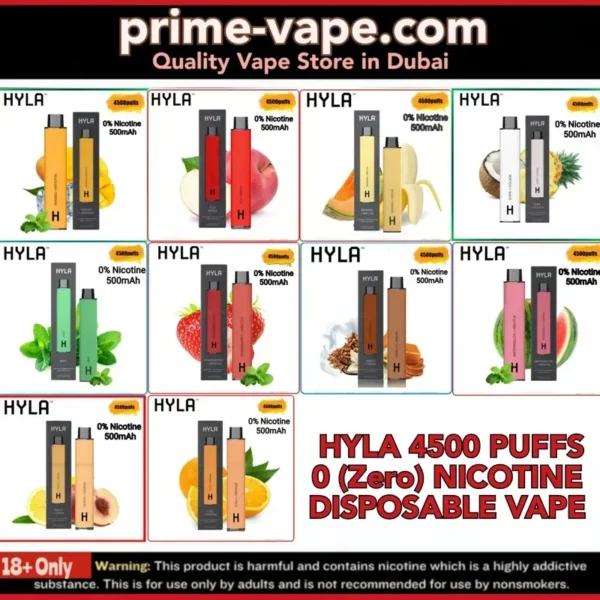 Hyla 0 Nicotine 4500 Puffs 0mg Disposable Vape in Dubai UAE