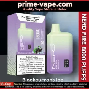 Blackcurrant Ice Nerd Fire 8000 Puffs Disposable Vape Kit in Dubai