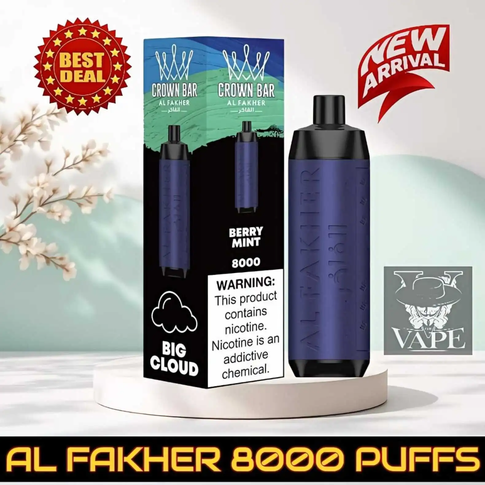 Al Fakher 8000 Puffs Crown Bar 5mg DTL Disposable Vape - Dubai