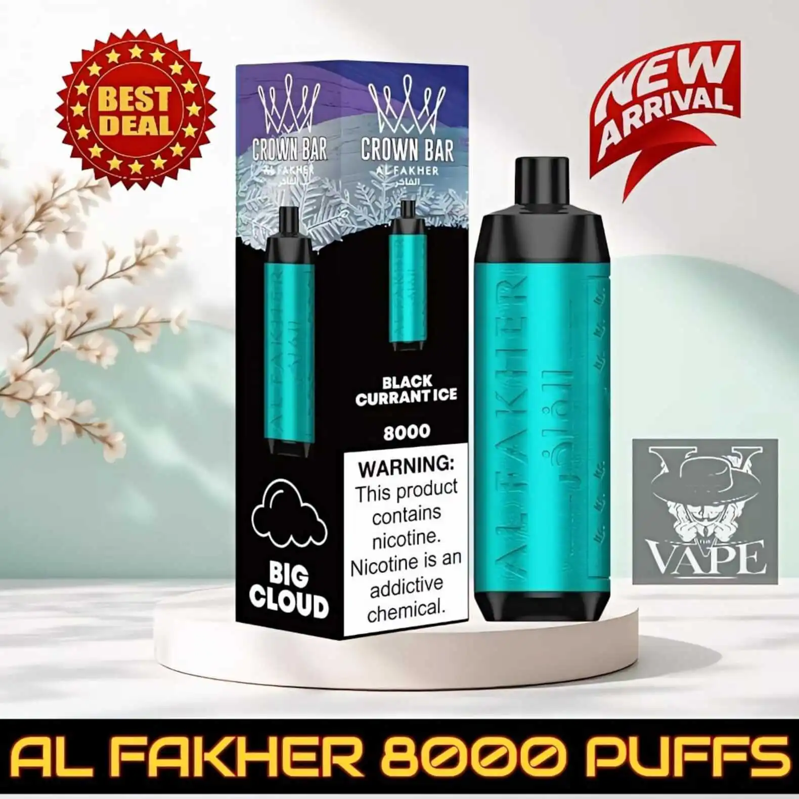 Al Fakher 8000 Puffs Crown Bar 5mg DTL Disposable Vape - Dubai