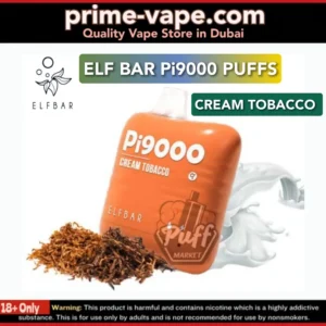 Elf Bar Cream Tobacco Pi9000 Puffs Disposable Vape Pod in Dubai