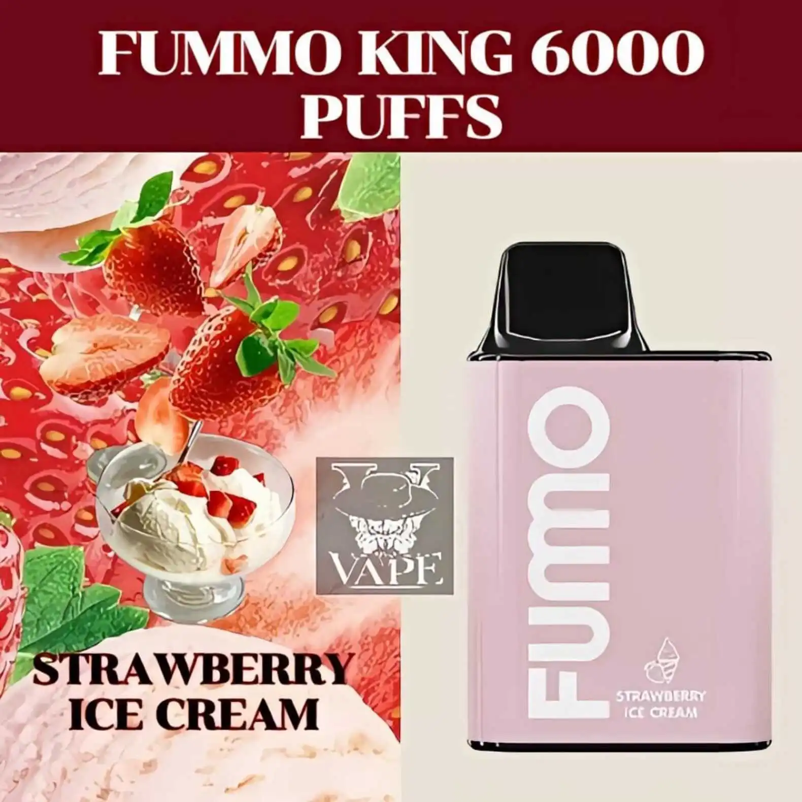 Fumo Strawberry Ice Cream 6000 Puffs Disposable Vape pod - King