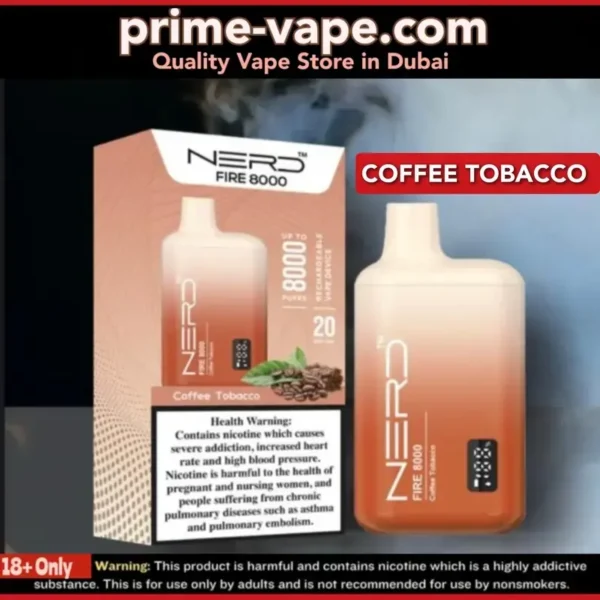 Nerd Fire Coffee Tobacco 8000 Puffs Disposable Vape in Dubai