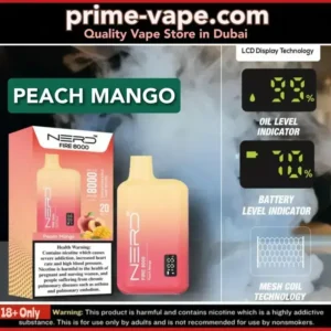 Peach Mango Nerd Fire 8000 Puffs Disposable Vape 20mg- Dubai
