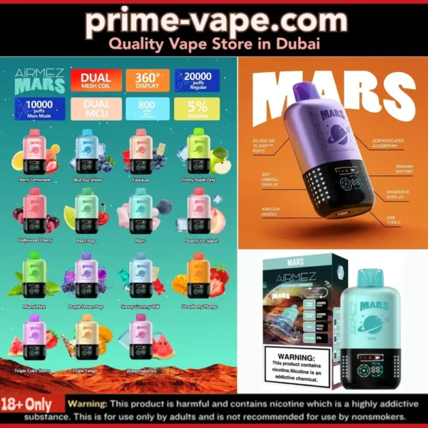 NEW AiRMEZ MARS 20000 PUFFS Disposable Vape in Dubai