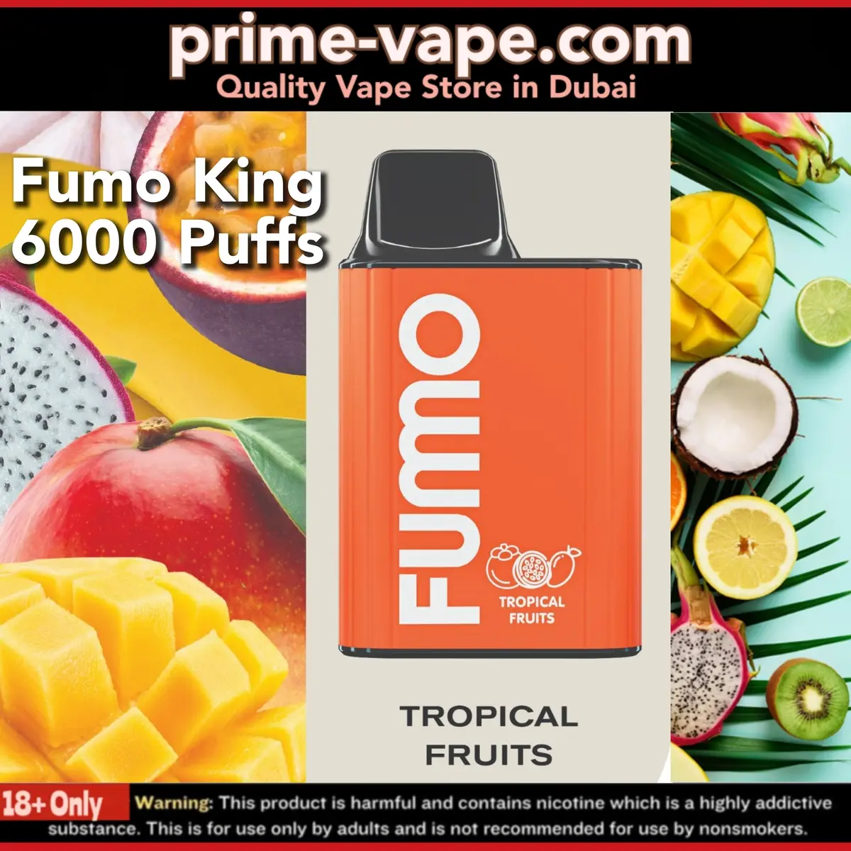 Fumo King Tropical Fruits 6000 Puffs Disposable Vape- 20mg / 2%