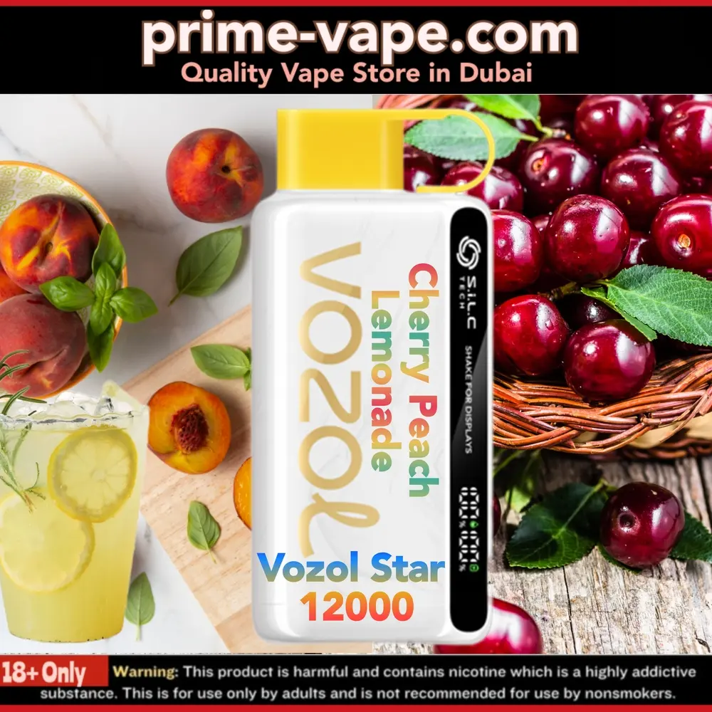 Vozol 12000 Puffs Cherry Peach Lemon'de Disposable Vape Kit The literally extra-ordinary disposable vape brand VOZOL once again has amused us by bringing an amazing new vape addition, that is VOZOL STAR 12000 Puffs with 25 variations of flavors including the finest Cherry Peach Lemonade. The new vape version is truly magnificent for all kinds of vape lovers. Vozol Star is the only vape form right now in the market in Dubai and all over in UAE, which can make fulfill entire expectations of any vape user whatever you are a regular vape user or an occasional vaper. Having 50MG / 5% nicotine strength, the Cherry Peach Lemonade Flavor will serve you the best ever vaping experience. With spectacular 650mAh pre-installed battery, The Vozol Star has an excellent recharging solution. You can exploit by Type-C USB Cable with 30% faster charging advantage. Vozol Star Cherry Peach Lemonade Flavor 12000 Puffs Specific Identifications: E-juice: 22ml, pre-filled, premium quality Battery Strength: 650mAh Nicotine Standard: 50mg / 5% Puffs Imagination: Up to 12000 30% Faster Charging Facility Shake for display NEW S. I. L. C. TECH Affordable Price in Dubai UAE: 1 piece Vozol Star 12000 Puffs Cherry Peach Lemonade Flavor Disposable Vape Pod price is 40/AED. A box price 350/AED. 1 box contains 10 pieces kits. So, you are getting 50 AED discount, when you buy 1 box kits; it is our best offer. We Deliver: We deliver Vozol Cherry Peach Lemonade Flavor vape Device most of the places in UAE, almost everywhere: Dubai, Abu Dhabi, Ajman, Fujairah, Umm All Quwain, Al Ain, Sharjah, Ras Al Khaimah.