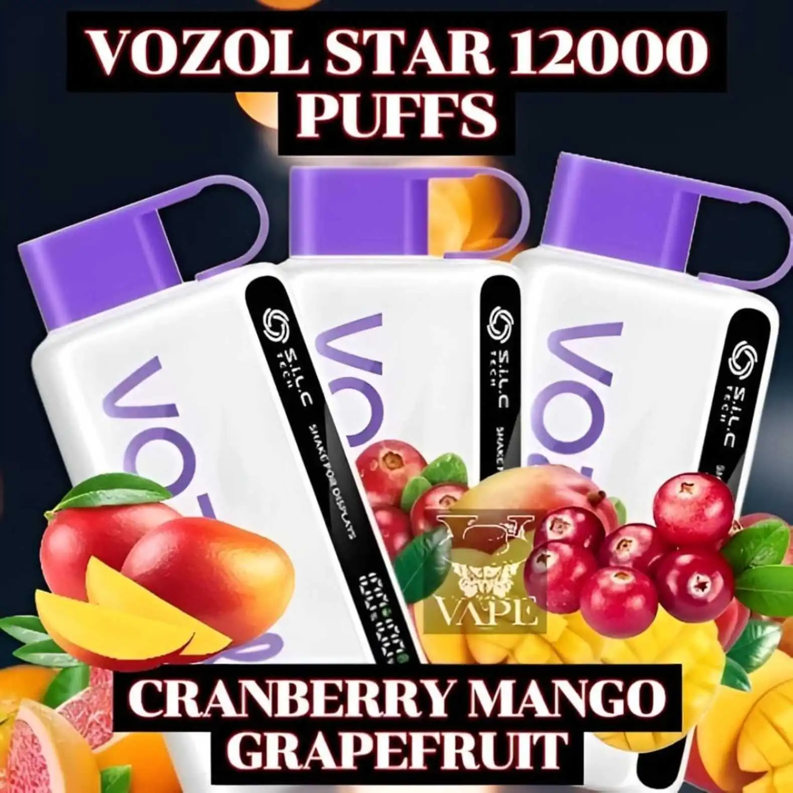 Vozol Cranberry Mango Grapefruit 12000 Puffs Disposable vape kit