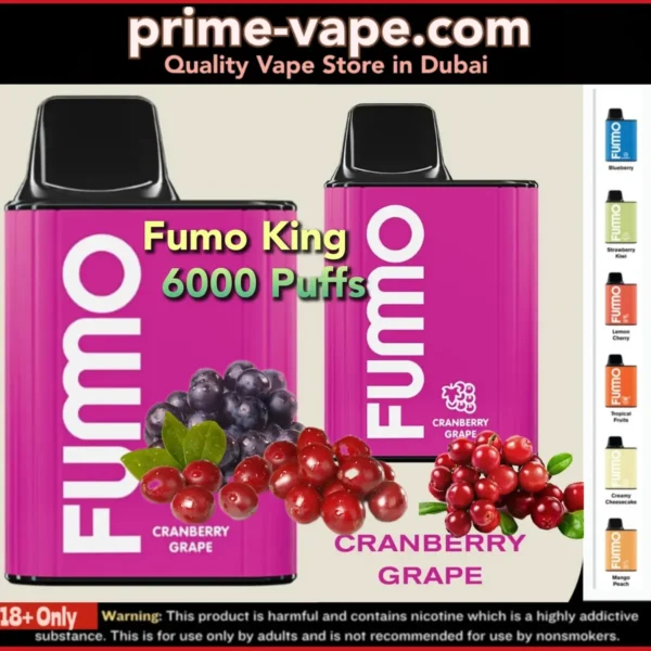 Fumo King Cranberry Grape 6000 Puffs Disposable Vape- FUMMO