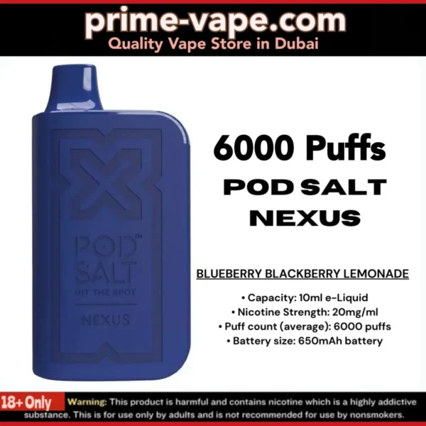 Best Pod Salt Nexus 6000 Puffs Disposable Vape in Dubai UAE