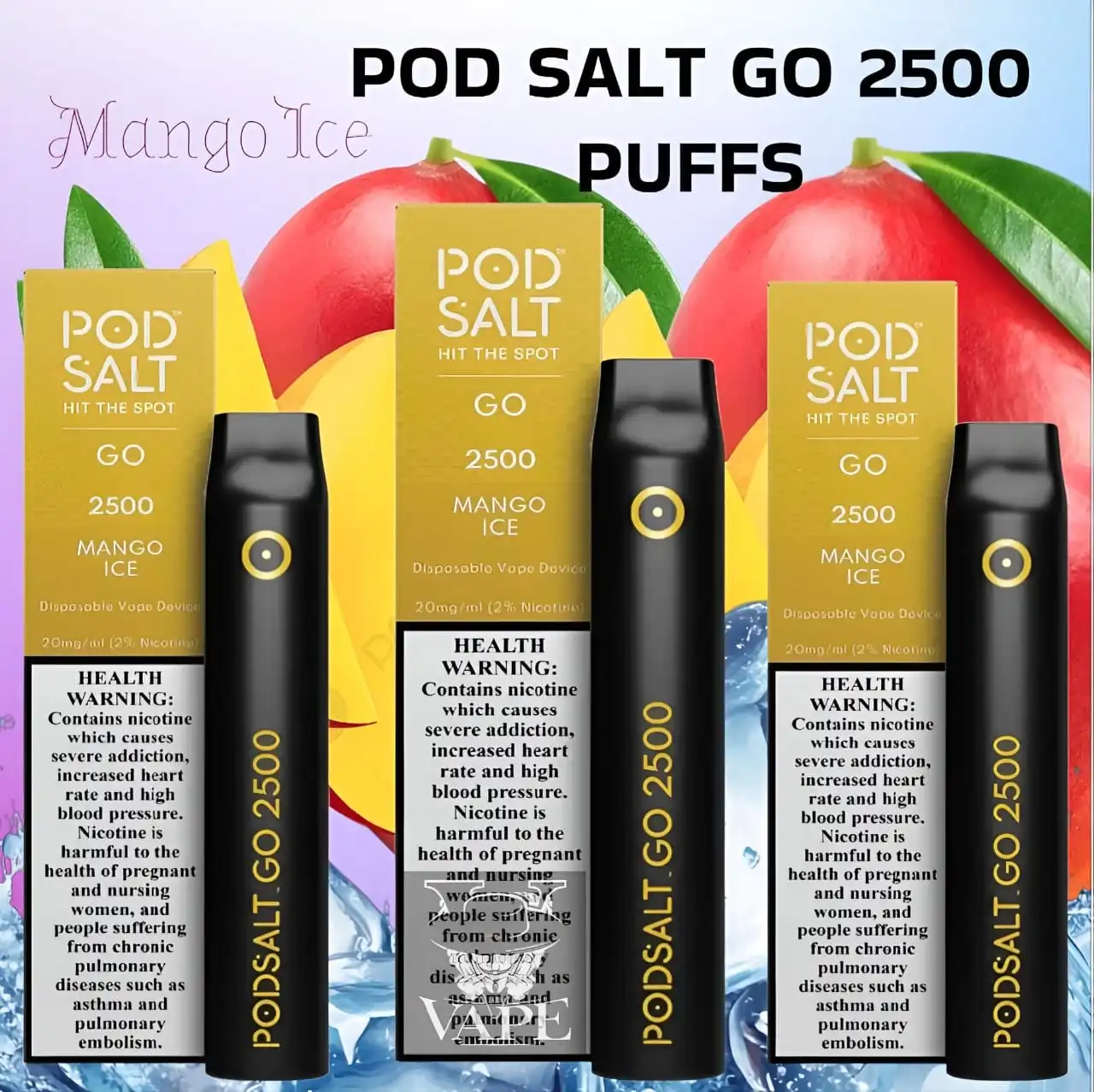 Pod Salt Go Mango Ice 2500 Puffs Disposable Vape in Dubai UAE