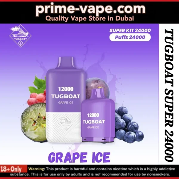 Tugboat Super Grape Ice 24000 Puffs Disposable Vape- UAE