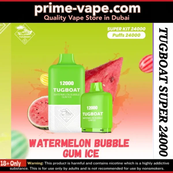 Tugboat Super Watermelon bubble gum ice 24000 puffs vape kit