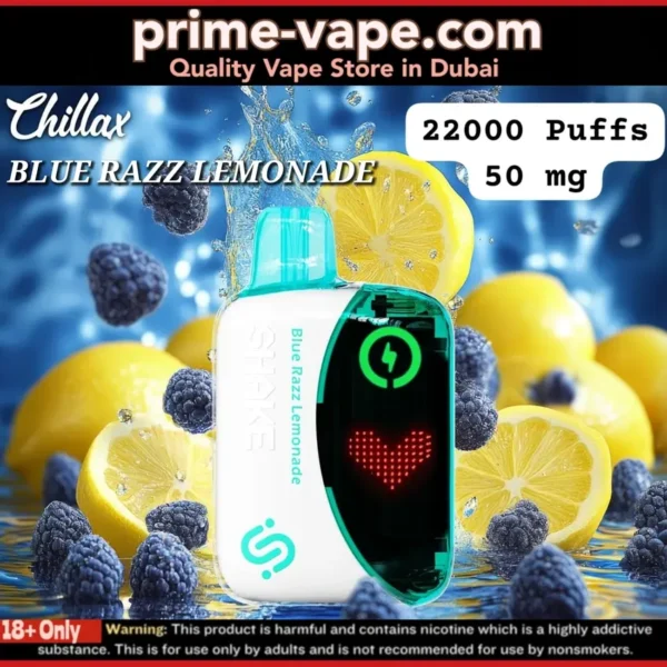 Chillax Shake Blue Razz Lemonade 22000 puffs disposable vape