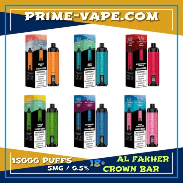 Al Fakher 15000 Puffs Crown bar 5mg 0.5% disposable vape Dubai