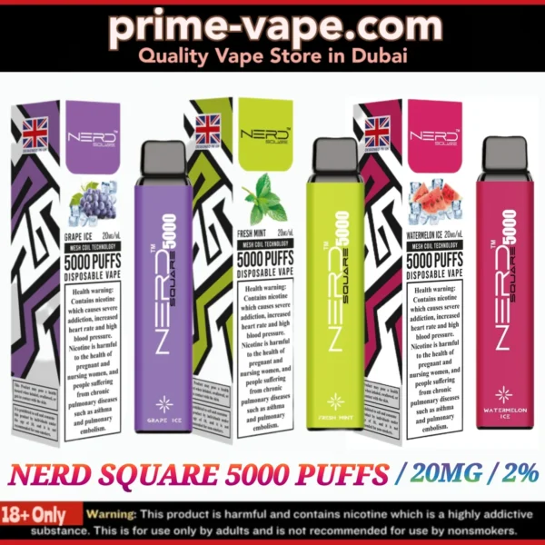 Nerd Square 5000 Puffs Disposable Vape in Dubai- All Flavors- Buy