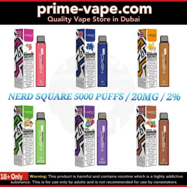 Nerd Square 5000 Puffs Disposable Vape in Dubai- All Flavors- Buy