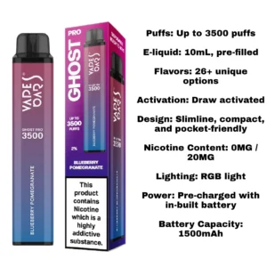 Ghost Pro 3500 Puffs Vapes Bars Disposable Vape- Dubai UAE