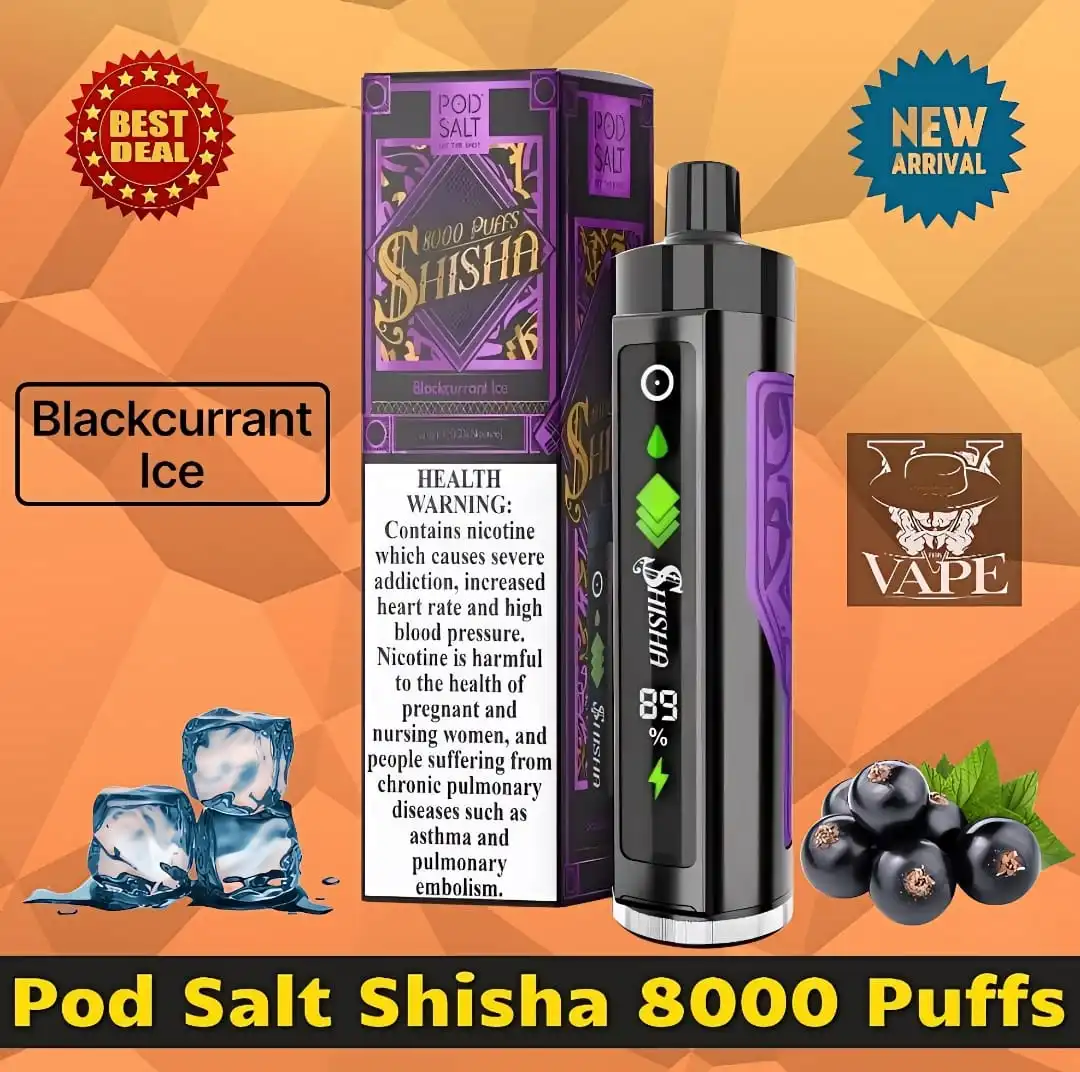 Pod Salt Shisha 8000 Puffs DTL 3mg Disposable Vape - Dubai