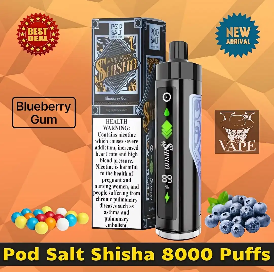 Pod Salt Shisha 8000 Puffs DTL 3mg Disposable Vape - Dubai