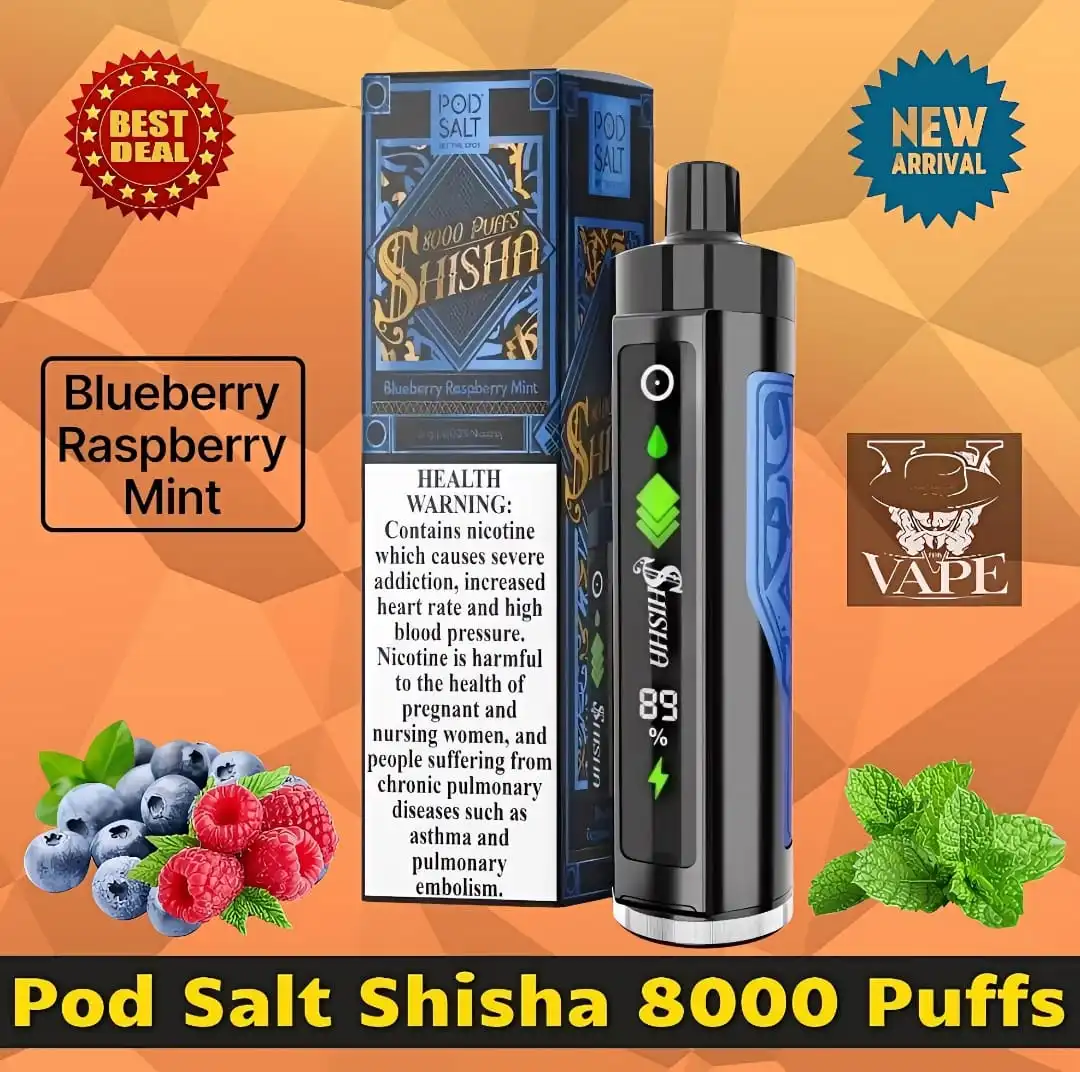 Pod Salt Shisha 8000 Puffs DTL 3mg Disposable Vape - Dubai