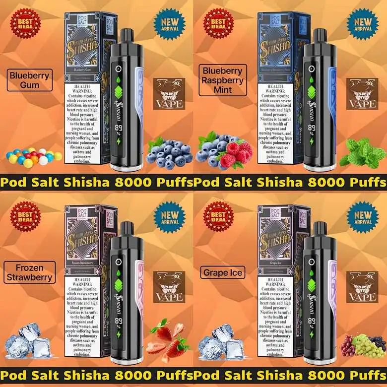 Pod Salt Shisha 8000 Puffs DTL 3mg Disposable Vape - Dubai