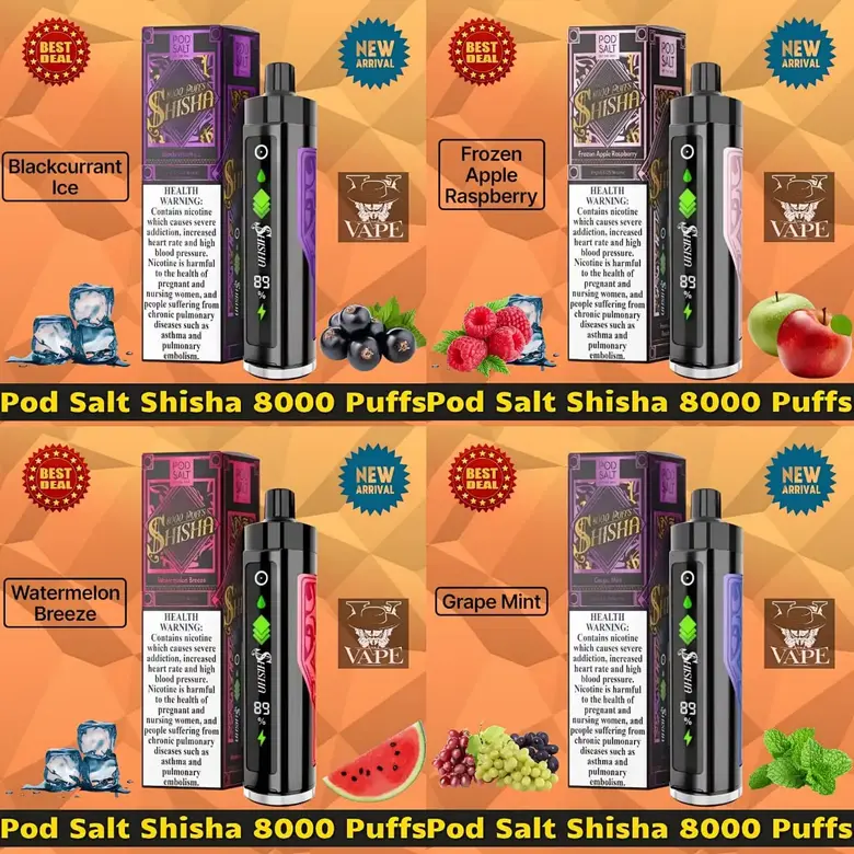 Pod Salt Shisha 8000 Puffs DTL 3mg Disposable Vape - Dubai