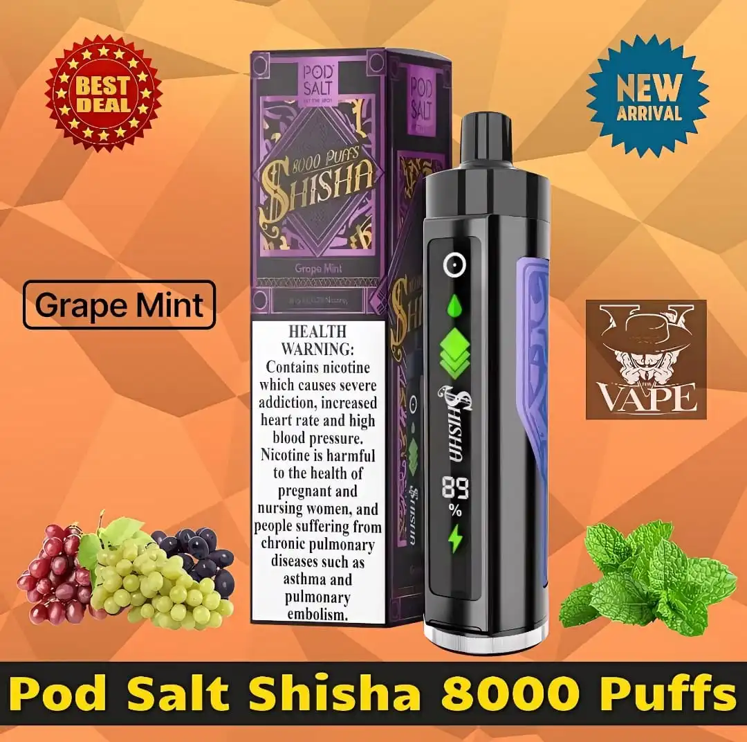 Pod Salt Shisha 8000 Puffs DTL 3mg Disposable Vape - Dubai