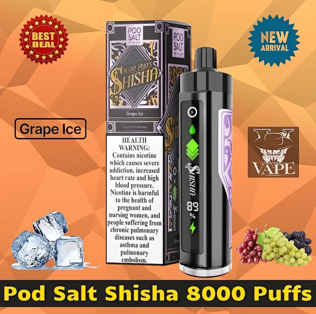 Pod Salt Shisha 8000 Puffs DTL 3mg Disposable Vape - Dubai