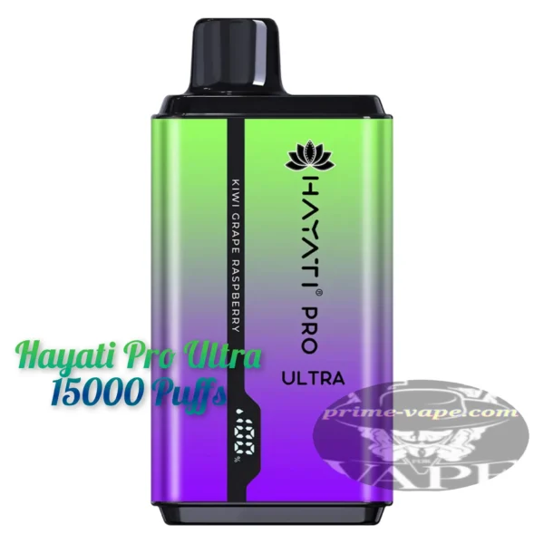 Hayati Pro Ultra 15000 Puffs 20mg (2%) Kiwi Grape Raspberry Disposable - Prime-Vape