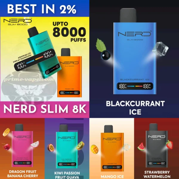 Nerd Slim 8000 Puffs Disposable Vape 20mg in Dubai UAE