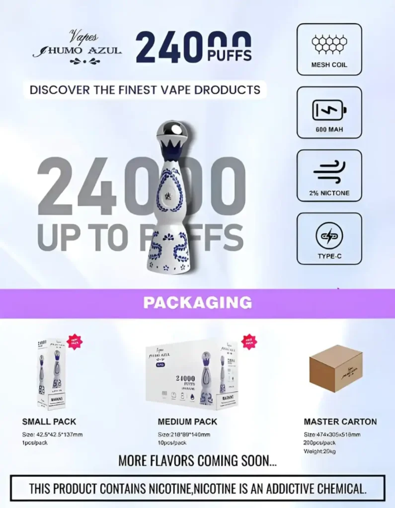 Humo Azul 24k Disposable Vape Pod 24000 Puffs Dubai UAE