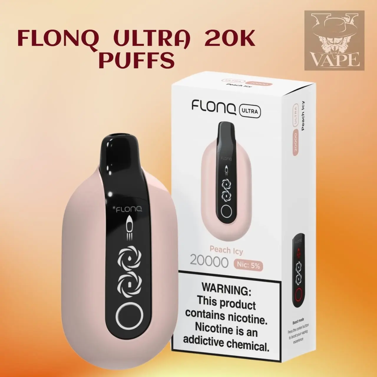 Flonq Ultra 20000 Puffs Peach Ice Flavor Vape Kit Dubai UAE