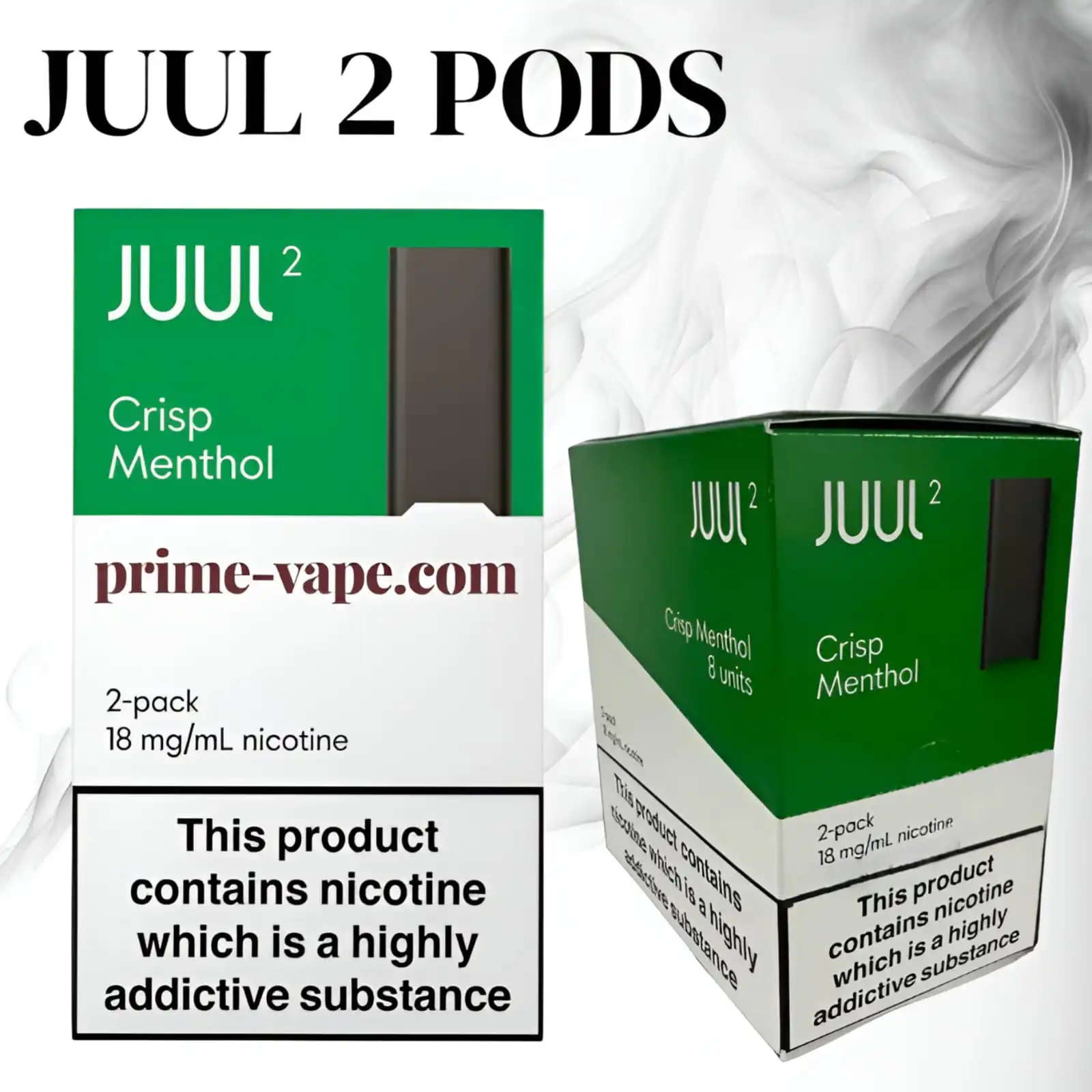 Juul 2 Pods Crisp Menthol Flavor 18mg Nicotine - Dubai UAE