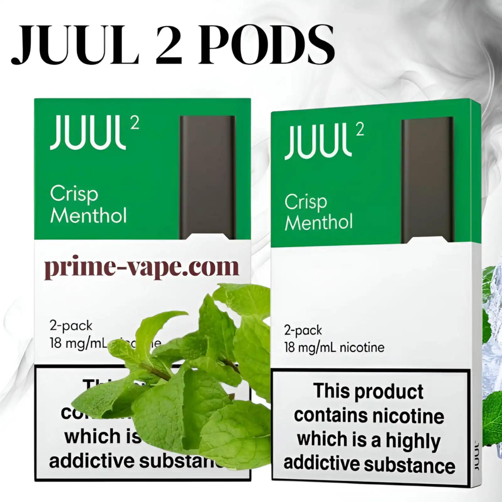 Juul 2 Pods Crisp Menthol Flavor 18mg Nicotine - Dubai UAE