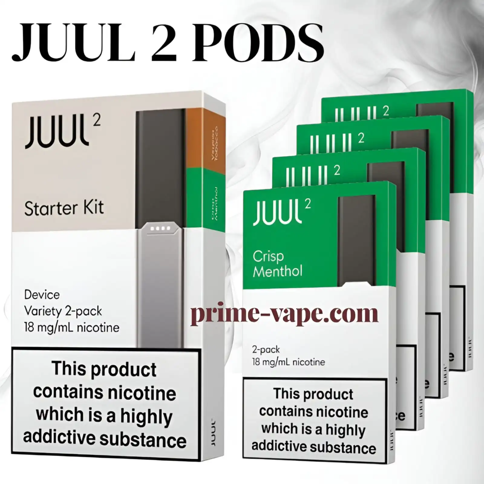 Juul 2 Pods Crisp Menthol Flavor 18mg Nicotine - Dubai UAE