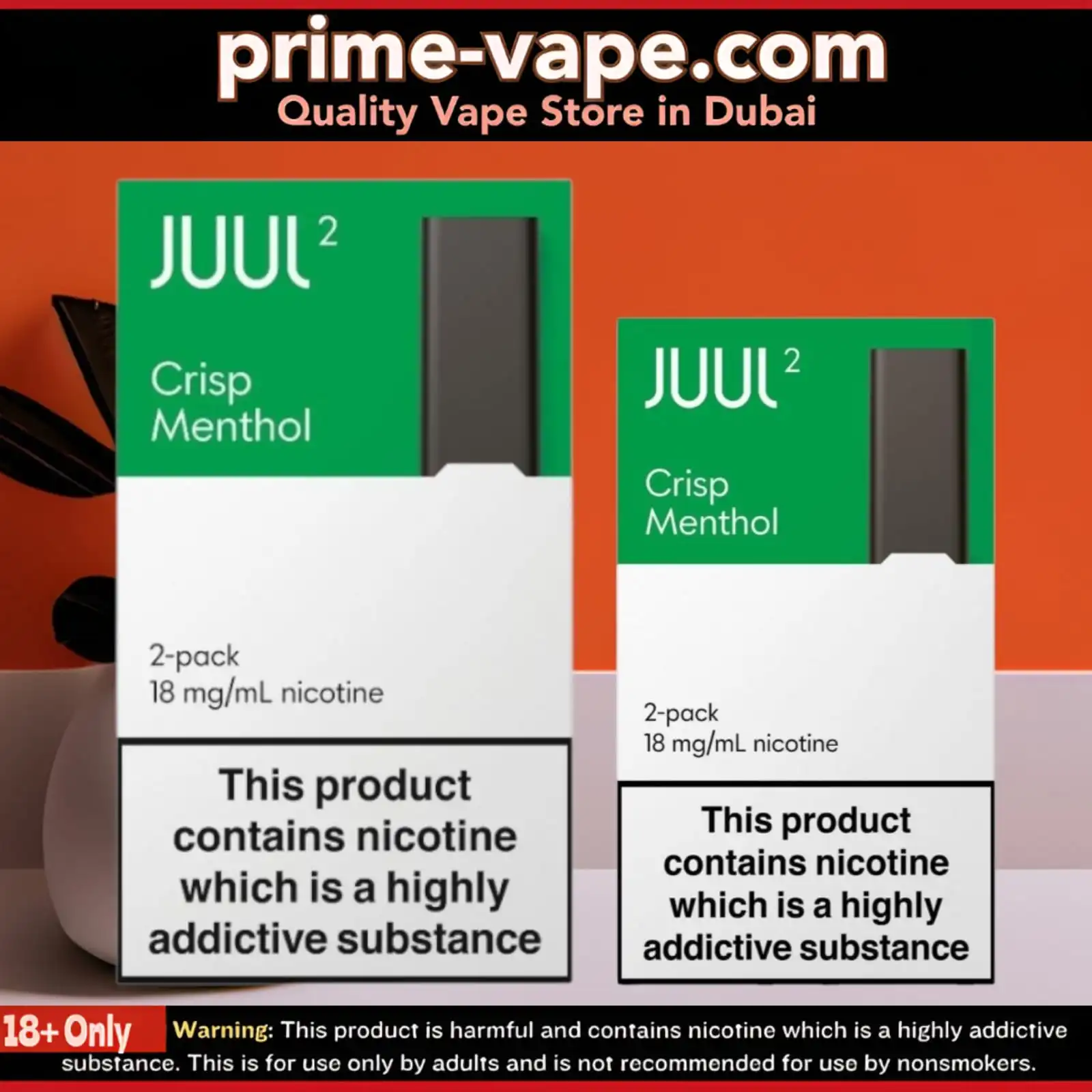 Juul 2 Pods Crisp Menthol Flavor 18mg Nicotine - Dubai UAE