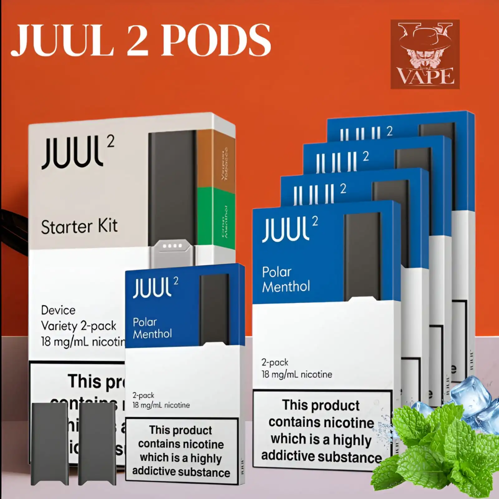 juul 2 polar menthol JUUL2 Crisp Menthol Pod main image 1