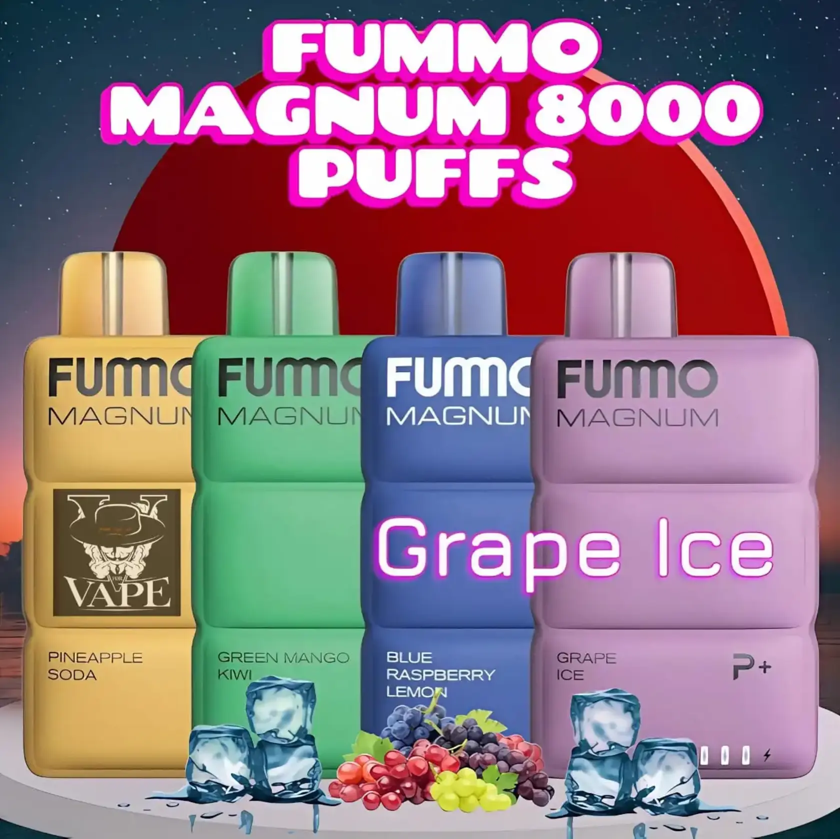 Fummo Magnum Grape Ice 8000 Puffs Disposable Vape 20mg in Dubai UAE