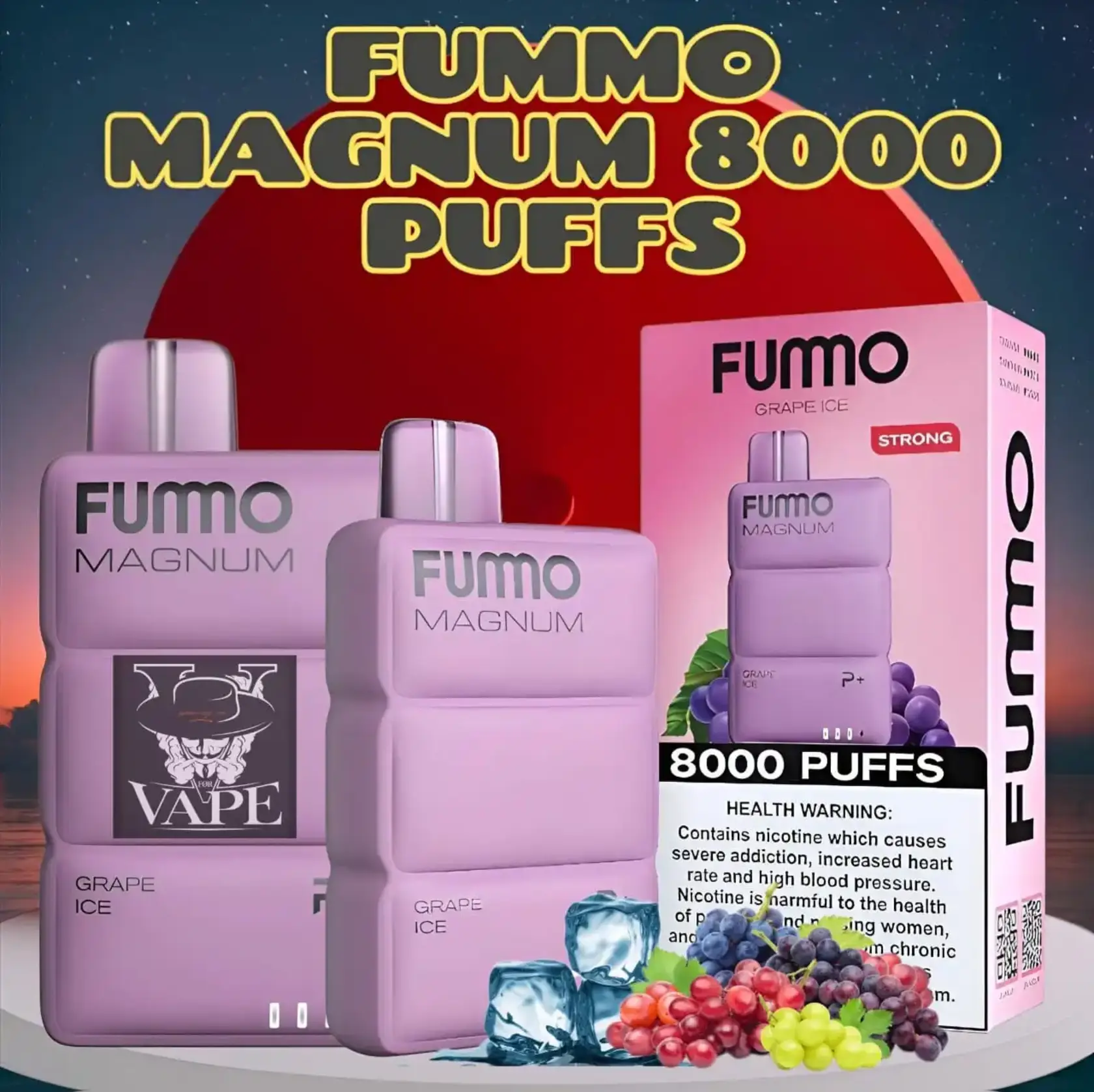 Fummo Magnum Grape Ice 8000 Puffs Disposable Vape 20mg in Dubai UAE